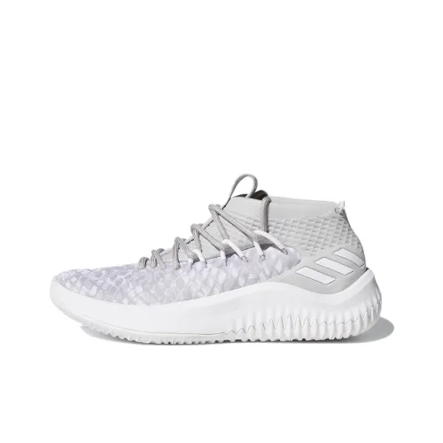 Adidas Dame 4 J Slip-resistant Abrasion-resistant MID Топ Детские Баскетбольные кроссовки Серый Белый Подростки