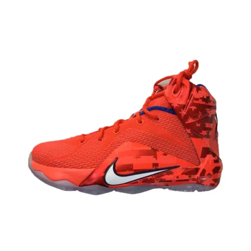 nike Lebron 12 Джеймс Устойчивый к истиранию Высокий Топ Детские Баскетбольные кроссовки Красный Подростки