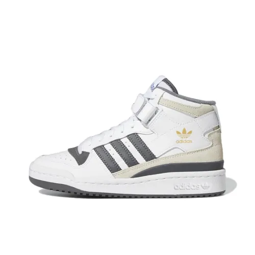Adidas Originals Forum Mid J MID Топ Детские Скейтбординги Бело-серый Подростки
