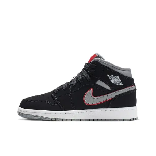 Jordan Air Jordan 1 MID Устойчивый к истиранию MID Баскетбольные кроссовки Топ Черный Цементный