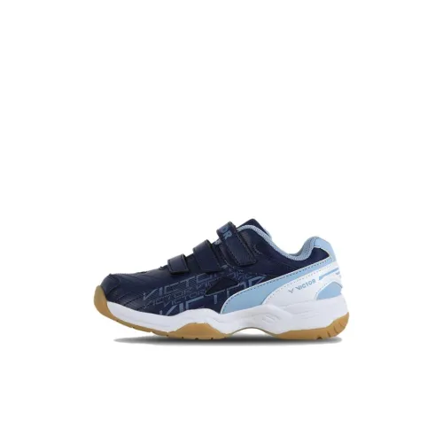 Victor Slip-Resistant Дышащий Устойчивый к Износу Низкий Топ Тренировочные Кроссовки для Детей Синий Белый Малыш