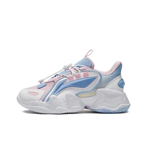 LINING YOUNG Kunpeng Slip-resistant Abrasion-resistant Breathable Low-Top Kids Lifestyle Shoes White Pink Teenagers