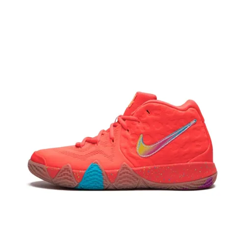 nike Kyrie 4 'Счастливый CHARMS' MID Топ Баскетбольные кроссовки Оранжевый Красный Подростки