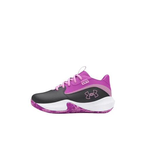 Under Armour Lockdown 7 Дышащий Баланс Низкий Топ Детские Баскетбольные Кроссовки Черный Фиолетовый Детский