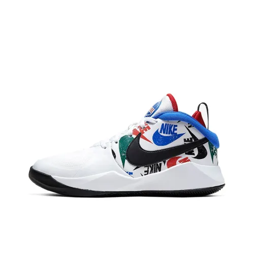 Nike Team Hustle D 9 Устойчивый к истиранию Дышащий MID Баскетбольные кроссовки для игры Черный Белый Синий