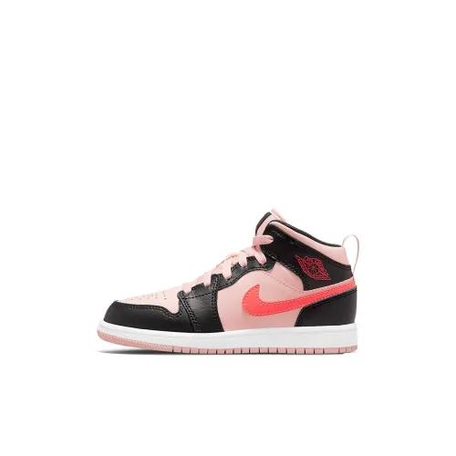 Jordan Air Jordan 1 MID Топ Детские баскетбольные кроссовки Розовый Черный Красный для детей 3-7 лет