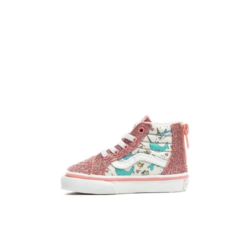 VANS SK8 Zip Shark Party Устойчивая к истиранию высокая обувь для малышей Розовая Infant и Toddler