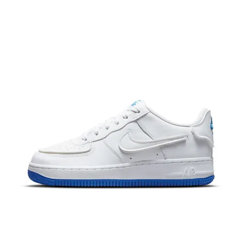 Nike Air FORCE 1 Амортизация Износостойкий Низкий Топ Детские Скейтбординги Белый Синий