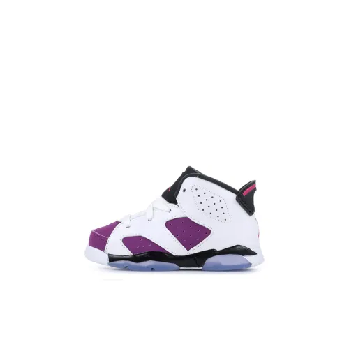 Jordan Air Jordan 6 Противоскользящие амортизаторы Slip Resistant Shock Absorbers MID Топ Обувь для малышей Белый фиолетовый Infant And Toddler