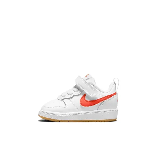 Nike Court Borough Low 2 Дышащий Низкий Топ Кроссовки для скейтбординга Белый Оранжевый Младенец и Малыш