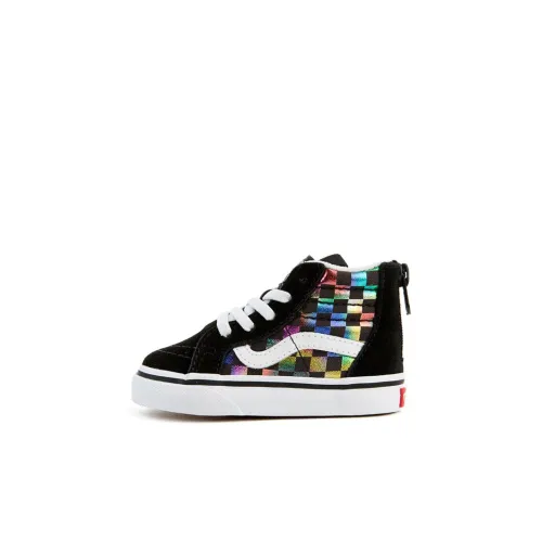 Vans SK8 Износостойкий и Легкий Высокий Топ Обувь для малышей Черный белый Для младенцев и малышей