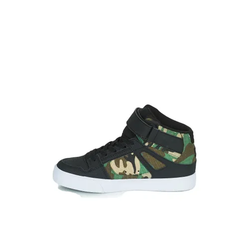 DC Shoes Slip-resistant Shock Absorbers High Top Детские Скейтбординги Черный Зеленый Детский