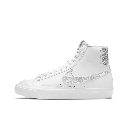 Nike Blazer 77 MID Топ Детский Скейтбординг Белый Серебряный Подростки