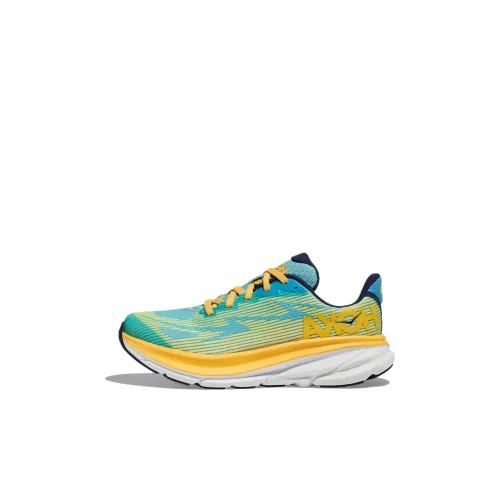 HOKA ONE ONE Clifton 9 Детская беговая обувь Низкий топ Синий/Желтый Kids