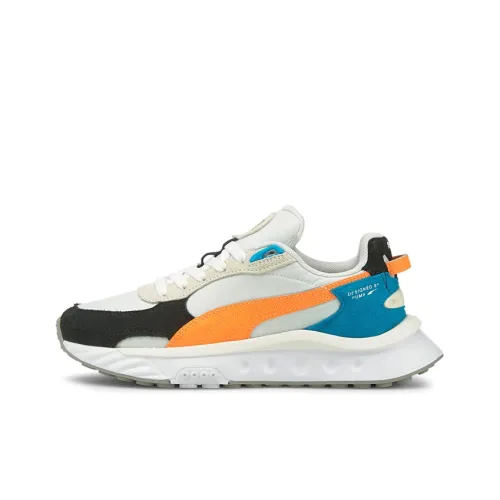 PUMA Wild Rider Rollin Детские Кроссовки для Тренировок Белые Синие и Оранжевые Подростки