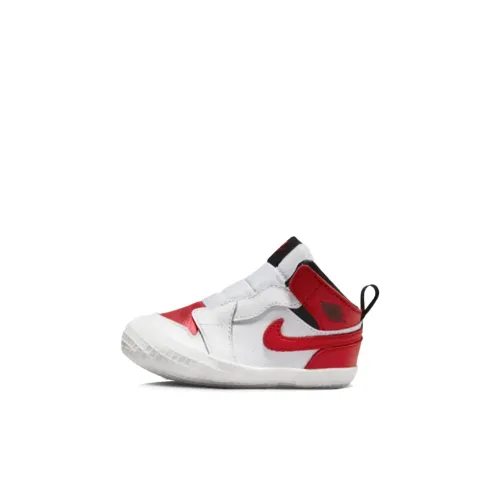 Jordan Air Jordan 1 Crib BOOTIE MID Топ Обувь для малышей Красно-белый Infant And Toddler