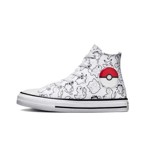 Pokémon x Converse Chuck Taylor All Star 'Poké Шар' Высокие Кеды для Подростков Черно-Белые