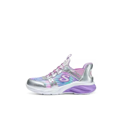 Skechers Амортизация Износостойкие Низкие Кеды для Детей Lifestyle Shoes Серебристо-фиолетовые Детские