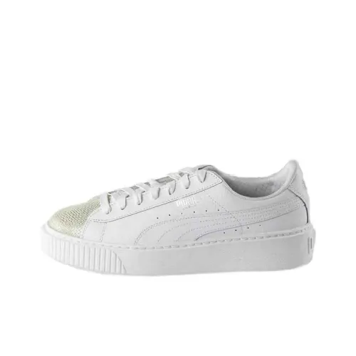 PUMA Basket Series Glitz Junior Легкий Баланс Низкий Топ Детские Скейтбординг Белый Подростки