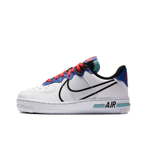 Nike Air FORCE 1 Eact ПУ (полиуретан) Противоскользящий Устойчивый к истиранию Низкий Топ Детские Скейтбординги Красный Белый Синий Подростки