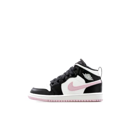 Jordan Air Jordan 1 MID BP MID Топ Детские баскетбольные кроссовки Черный Белый Розовый для детей 3-7 лет