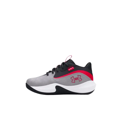 Under Armour Lockdown 7 Slip-Resistant Abrasion-Resistant MID Топ Детские Баскетбольные Кроссовки Серый Красный Детский