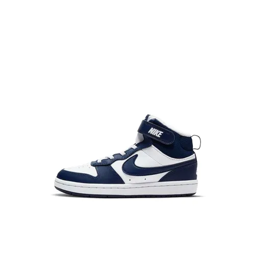 Nike Court Borough MID 2 Устойчивый к истиранию MID Топ Детские Скейтбординги Белый Синий Дети Возраст 3 7 Лет