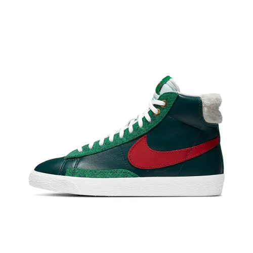Nike Blazer 77 'Рождество' MID Топ Детские Скейтбординги Белый зеленый красный Подростки