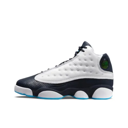 Jordan Air Jordan 13 Ретро 'Обсидиан' Устойчивый к истиранию Высокий Топ Детские Баскетбольные Кроссовки Белый Синий