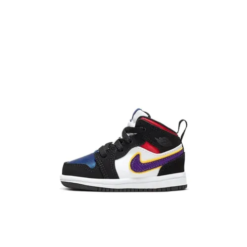 Jordan Air Jordan 1 Нижняя юбка Резистентные амортизаторы MID Топ Обувь для малышей Чёрно-синий Infant And Toddler