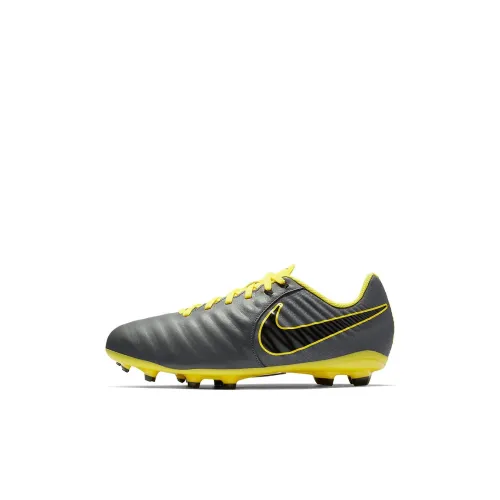 nike Tiempo Legend 7 Jr ACADEMY FG Противоскользящий Устойчивый к истиранию Низкий Топ Детские футбольные бутсы Серый Желтый Детский