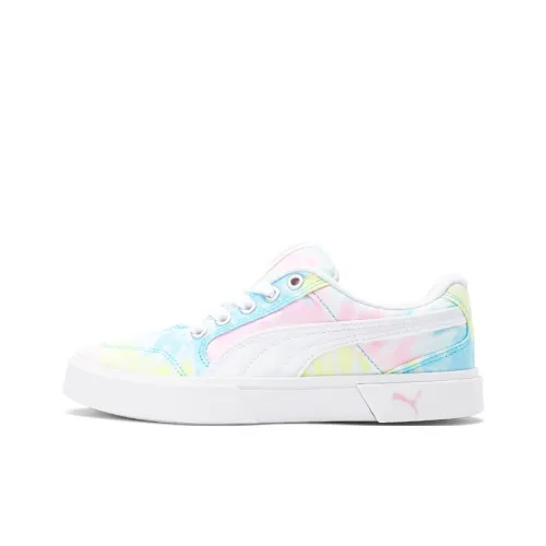 PUMA C REY CV Low Топ Детские Скейтбординги Бело-синий розовый Tie Dye Подростки