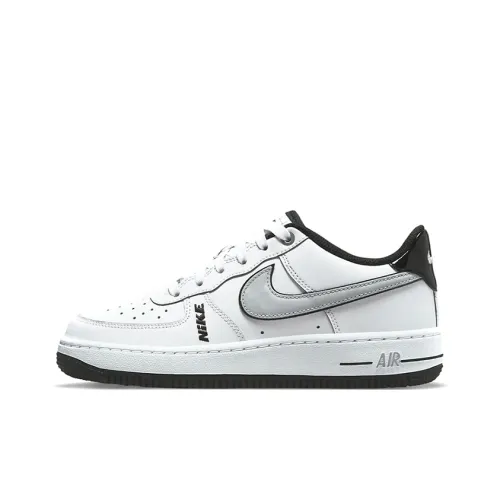 Nike Air FORCE 1 Логотип Slip-resistant Abrasion-resistant Низкий топ Детские Скейтбординг Белый Черный