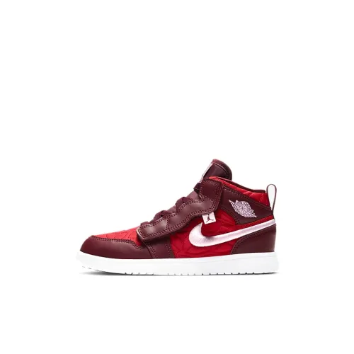 Jordan Air Jordan 1 MID SE MID Топ Детские баскетбольные кроссовки Красно-белый Детские 3-7 лет