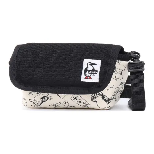 CHUMS Хлопок Camera Сумка Сумка через плечо Мини Унисекс Черный и Бежевый