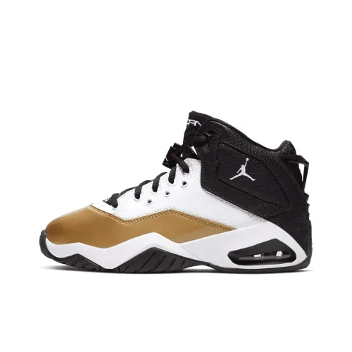 Джордан B'Loyal Нижняя юбка Резистентные амортизаторы MID Топ Детские баскетбольные кроссовки Черный золотой Подростки