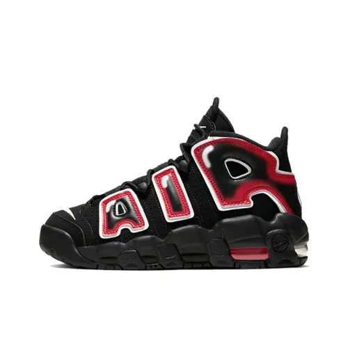 Nike Air More Uptempo Большой Воздух MID Топ Детские Баскетбольные кроссовки Черный Красный