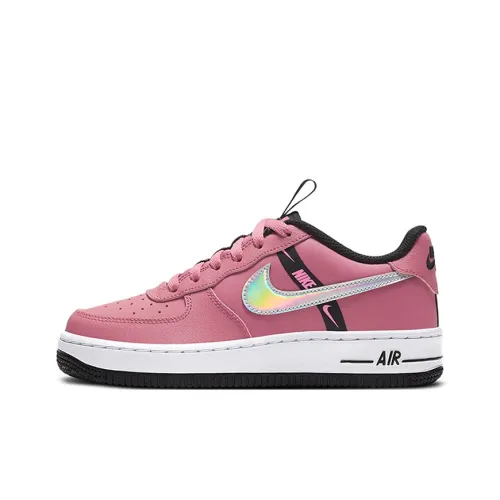 Nike Air FORCE 1 LV8 Slip-resistant Abrasion-resistant Low Top Детские Скейтбординги Розовый Черный Белый
