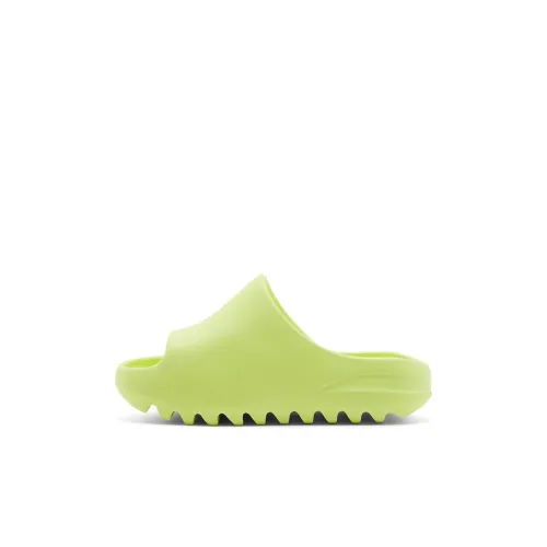 Adidas Originals Yeezy Slide Slip-Resistant Детские домашние тапочки Неоновый зеленый Пре-школа