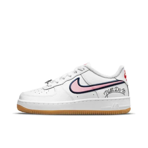 Nike Air FORCE 1 LV8 Устойчивый к истиранию Низкий Топ Детские Скейтбординги Белый Розовый