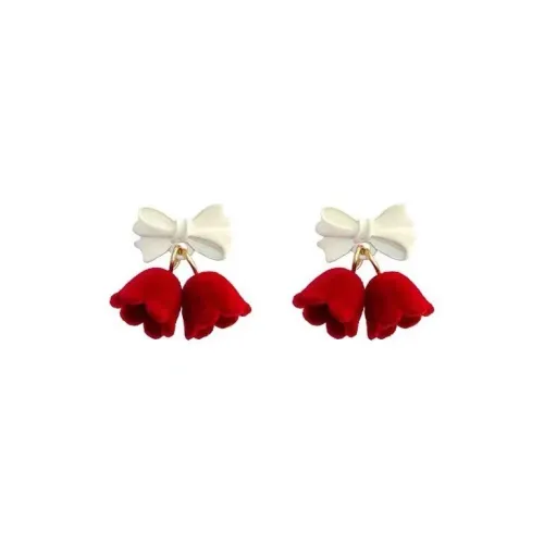 TUTAE Alloy Flock Earrings Women's Red