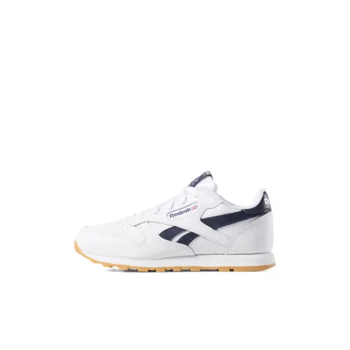 REEBOK Classic Leather Low Топ Детские беговые кроссовки Белый Синий Детские Возраст 3-7 лет