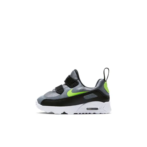 Nike Air Max Tiny 90 Амортизация Низкие Кроссовки для Бега Черные Серебряные Для Малышей и Детей