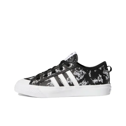 Disney x Adidas Originals NIZZA Series Goofy Slip-resistant Shock Absorbers Low Top Skateboard Shoes Black Teenagers