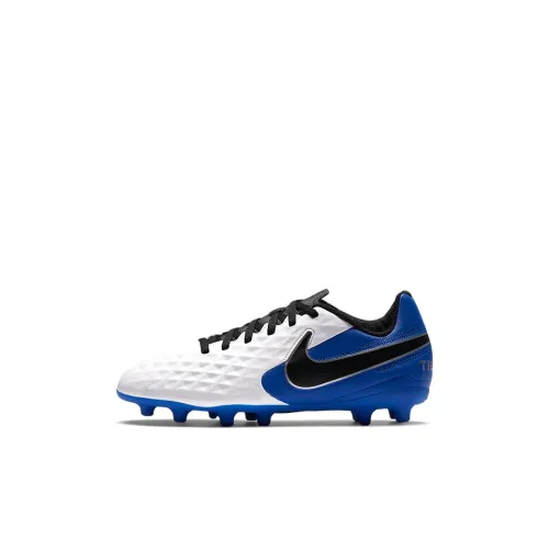 nike Tiempo Legend 8 Клуб MG Low Топ Детские футбольные бутсы Белый Синий Детский