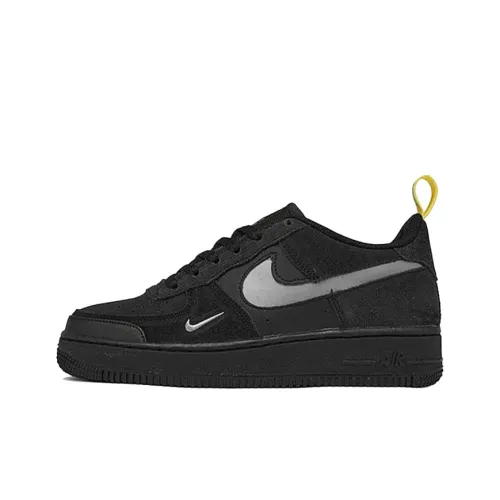Nike Air Force 1 Slip Resistant Abrasion Resistant Низкий Топ Детские Скейтбординги Черный Серый