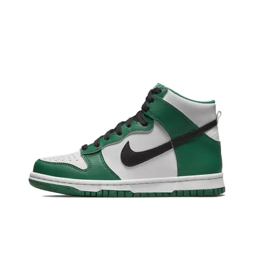 Nike Dunk High Celtics Устойчивый к истиранию Высокий Топ Детские Скейтбординги Белый Зеленый Подростки