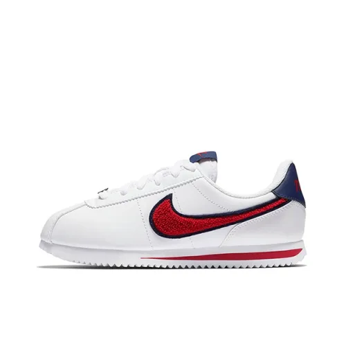 Nike Cortez Базовый Слип-резистентный Легкий Амортизация Низкий топ Детская беговая обувь Белый Красный Подростки