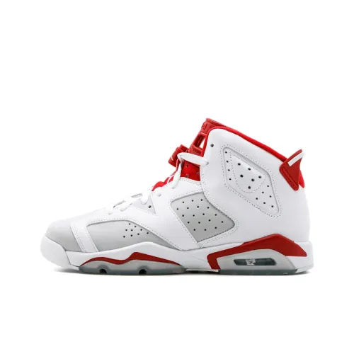 Jordan Air Jordan 6 Нижняя юбка Резистентные амортизаторы MID Детские баскетбольные кроссовки Красно-белый