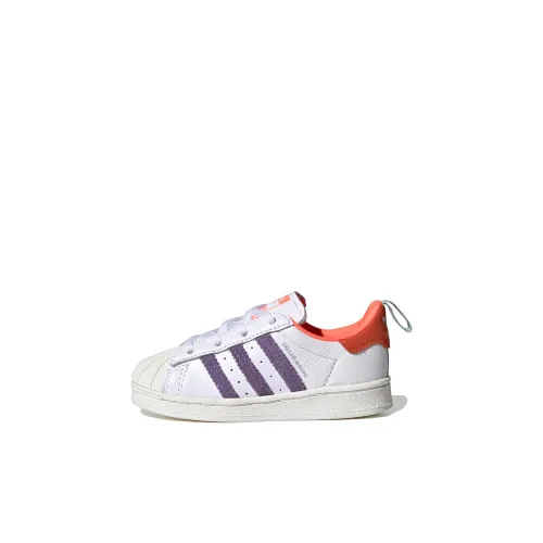 Adidas Originals SUPERSTAR Low Топ Обувь для малышей Белый Красный Фиолетовый Infant и Toddler
